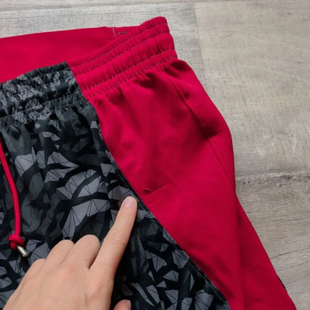 Men's Jordan Training Dri-FIT Athletic Shorts Red Black Geometric Print Size M
